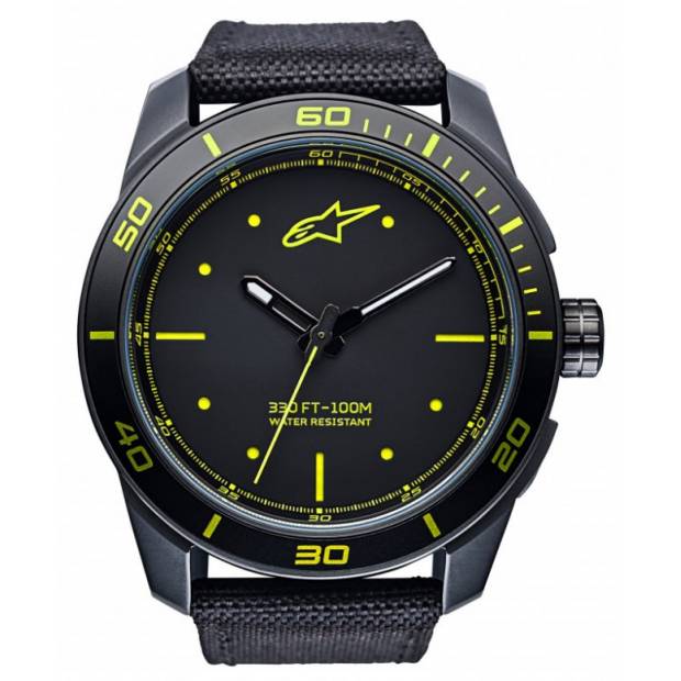 hodinky TECH PVD, ALPINESTARS (černá/žlutá, textilní pásek) M000-118 ALPINESTARS