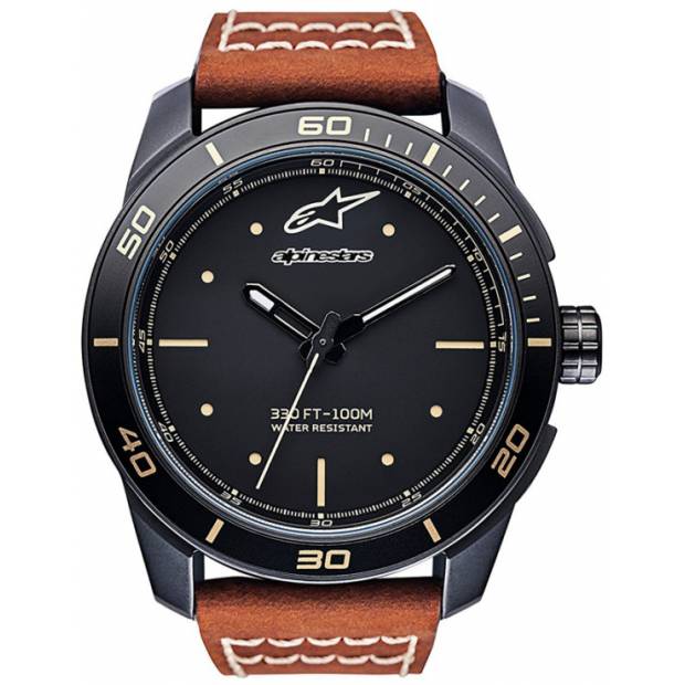 hodinky TECH HERITAGE, ALPINESTARS - ITÁLIE (černá matná, kožený pásek) M000-120 ALPINESTARS