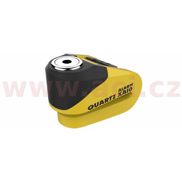 zámek kotoučové brzdy Quartz Alarm XA10, OXFORD (integrovaný alarm, žlutý/černý, průměr čepu 10 mm) M005-51 OXFORD