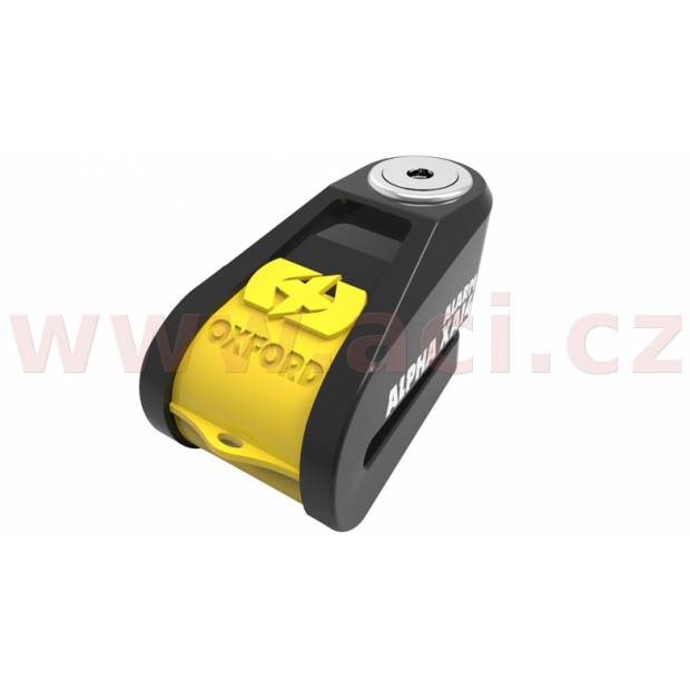 zámek kotoučové brzdy Alpha Alarm XA14, OXFORD (integrovaný alarm, žlutý/černý, průměr čepu 14 mm) M005-52 OXFORD