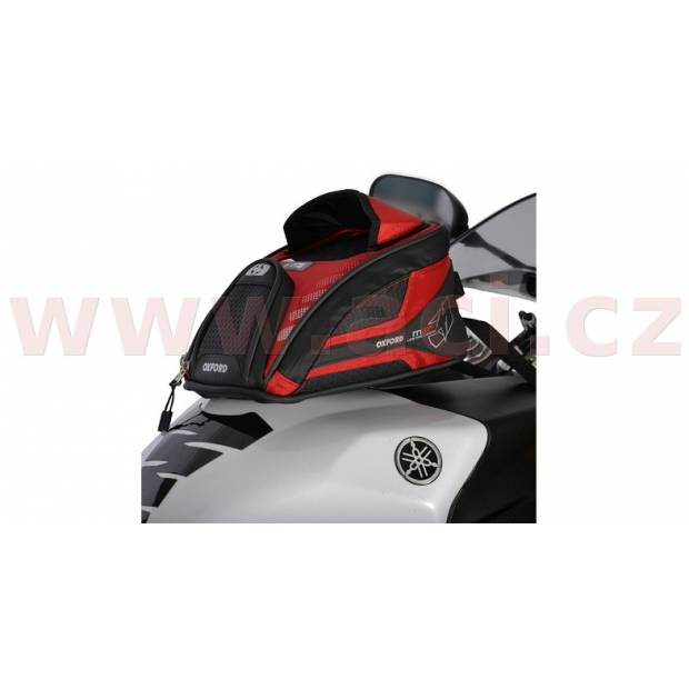 tankbag na motocykl M2R, OXFORD (černý/červený, s magnetickou základnou, objem 2 l) M006-121 OXFORD