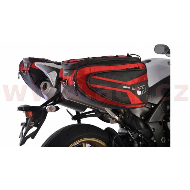 boční brašny na motocykl P50R, OXFORD (černé/červené, objem 50 l, pár) M006-217 OXFORD