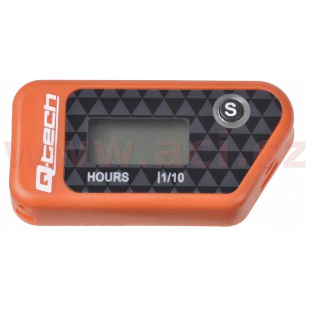 měřič motohodin bezdrátový s nulovatelným počítadlem, Q-TECH (oranžový) M007-41 Q-TECH