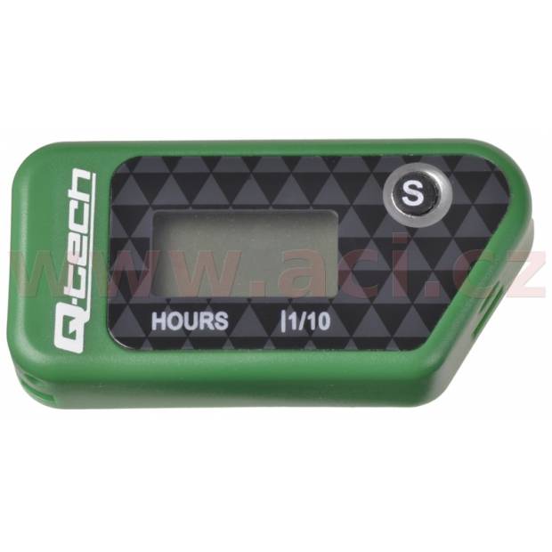 měřič motohodin bezdrátový s nulovatelným počítadlem, Q-TECH (zelený) M007-44 Q-TECH