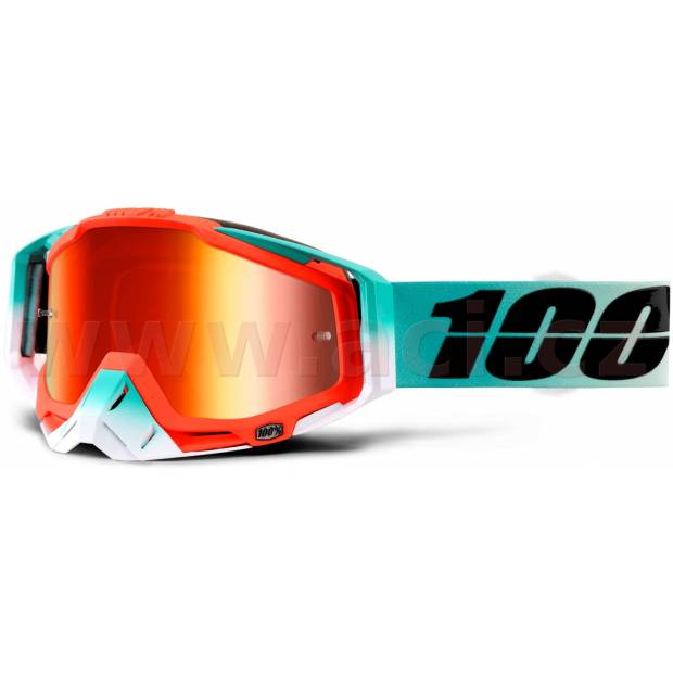 brýle Racecraft Cubica, 100% - USA (červené chrom plexi + čiré plexi + chránič nosu +20 strhávaček) M150-176 100%