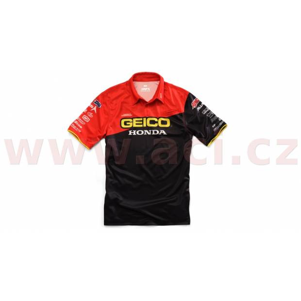 triko s límečkem Team Geico Honda, 100% - USA (černá) M182-206 100%
