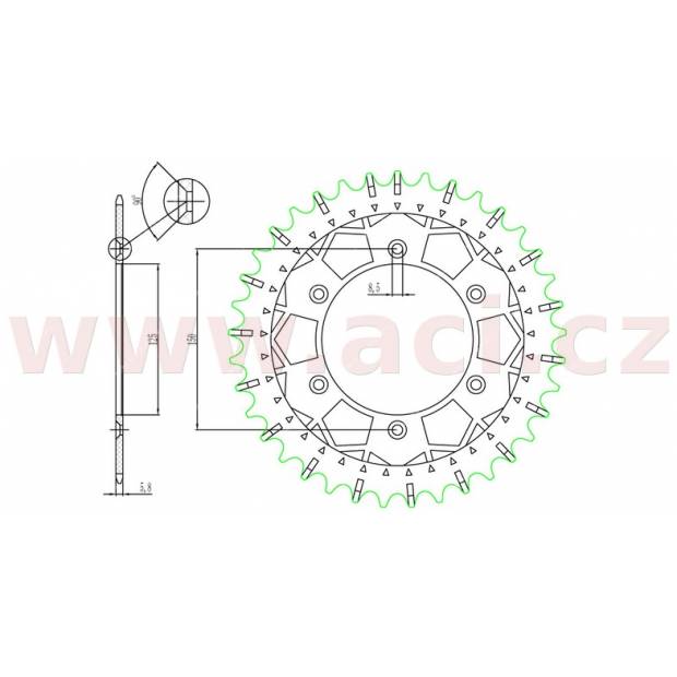 ocelová-nerezová rozeta pro sekundární řetězy typu 520, SUNSTAR (48 zubů) M272-3021-48 SUNSTAR