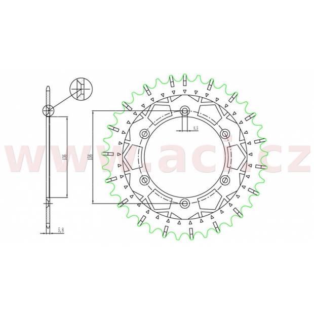 ocelová-nerezová rozeta pro sekundární řetězy typu 520, SUNSTAR (50 zubů) M272-3027-50 SUNSTAR
