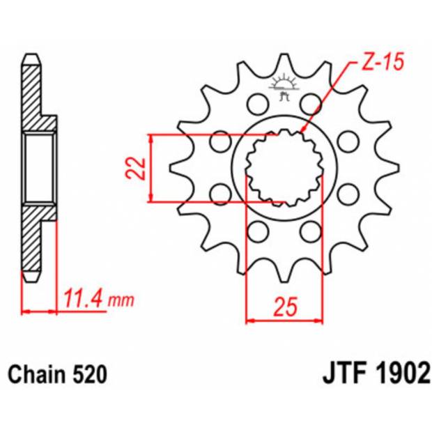 řetězové kolečko pro sekundární řetězy typu 520, (14 zubů) M293-3048-14 Q-TECH