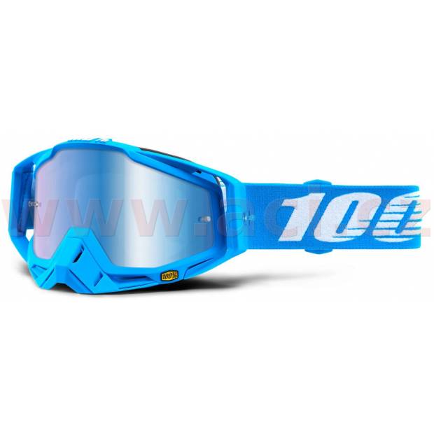 brýle Racecraft Monoblock, 100% - USA (modré chrom plexi + čiré plexi + chránič nosu +20 strhávaček) M150-278 100%
