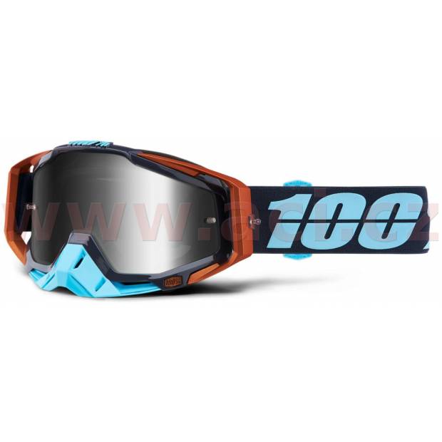 brýle Racecraft Ergono, 100% - USA (stříbrné chrom plexi + čiré plexi + chránič nosu +20 strhávaček) M150-279 100%