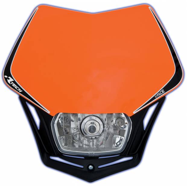 UNI přední maska včetně světla V-Face, RTECH (oranžovo-černá) M400-678 RTECH