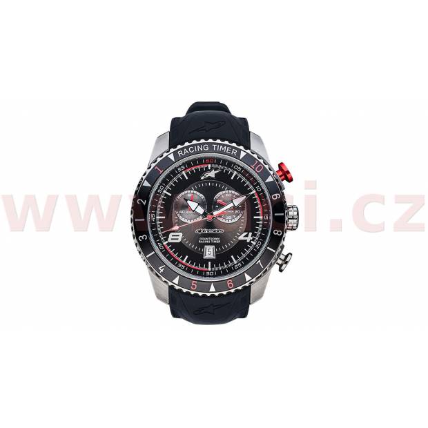 hodinky TECH RACING TIMER/CHRONO, ALPINESTARS (broušený nerez/černá/červená, pryžový pásek) M000-1068 ALPINESTARS