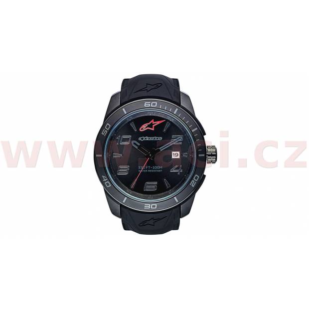 hodinky TECH ALL BLACK, ALPINESTARS (nerez/černá, pryžový pásek) M000-1073 ALPINESTARS