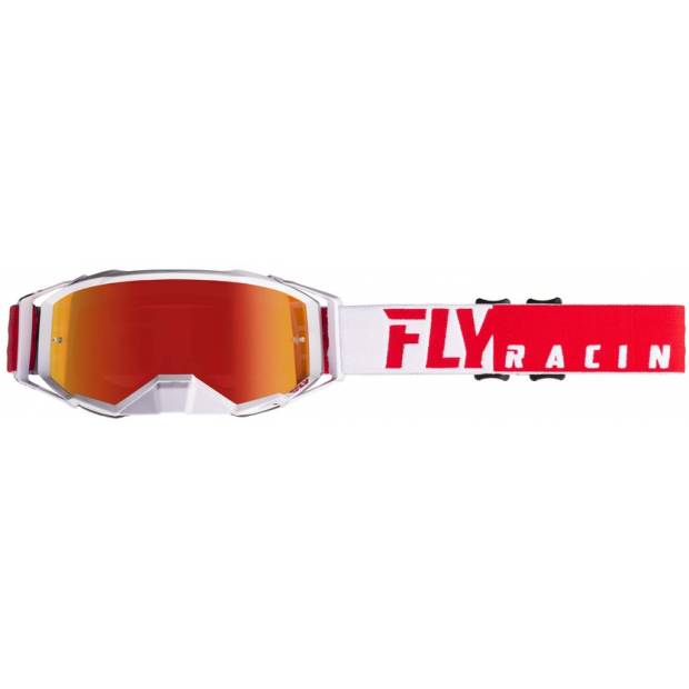 brýle ZONE PRO 2019, FLY RACING - USA (červené/bílá, červené chrom plexi) M150-354 FLY RACING
