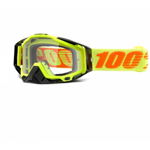 MX brýle 100% Racecraft Attack Yellow čiré plexi s chráničem nosu včetně 20ks strhávaček