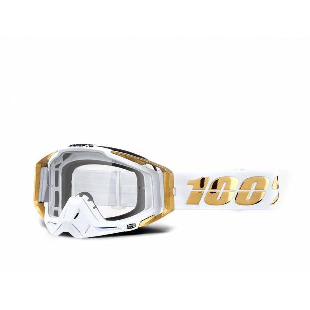 Brýle MX&Enduro RACECRAFT LTD 100% bílo zlaté výběr plexi