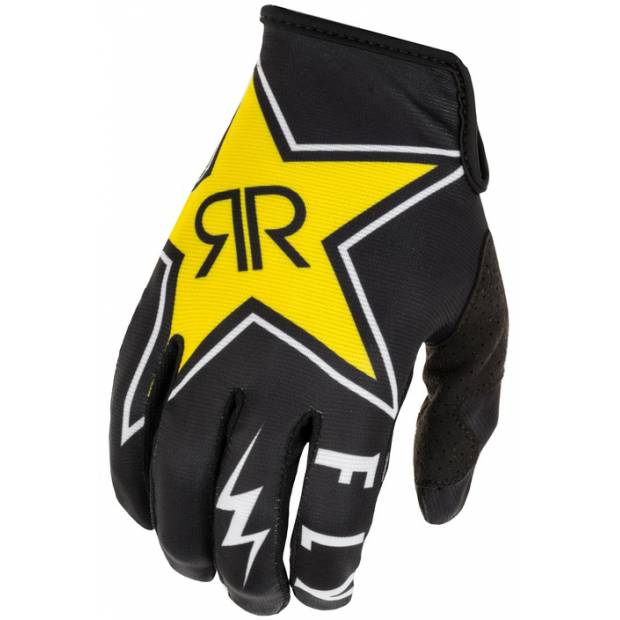 rukavice LITE 2020 Rockstar, FLY RACING - USA (černá/bílá) M172-341 FLY RACING