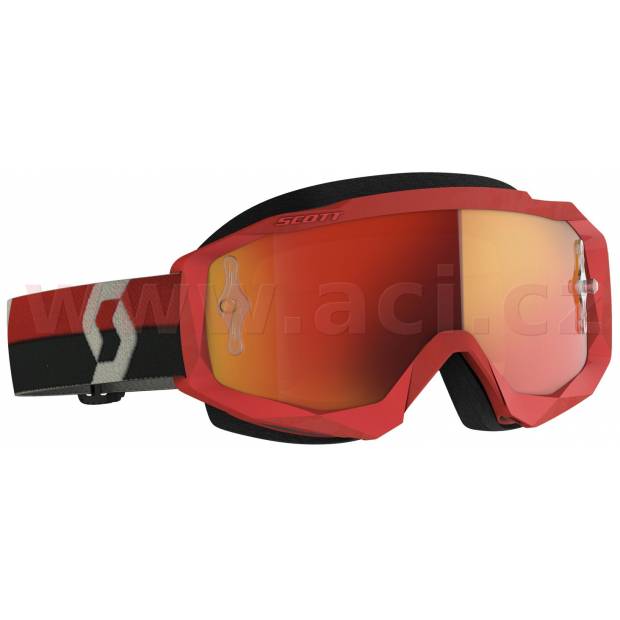 brýle HUSTLE X MX, SCOTT - USA (červené/šedé, oranžové chrom, plexi s čepy pro slidy) M150-493 Ostatní