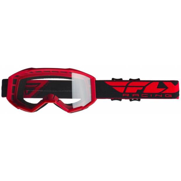 brýle FOCUS, FLY RACING - USA (červená, čiré plexi bez pinů) M150-500 FLY RACING