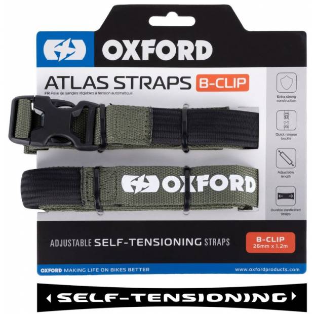 zavazadlové popruhy Atlas B-Clip, 2 ks, OXFORD (zelená, 26mm x 1,2m) M006-736 OXFORD