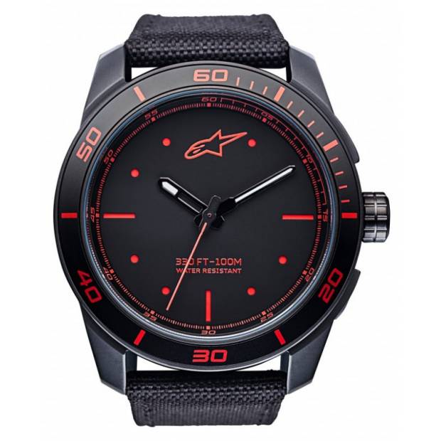 hodinky TECH PVD, ALPINESTARS - ITÁLIE (černá/červená, textilní pásek) M000-116 ALPINESTARS