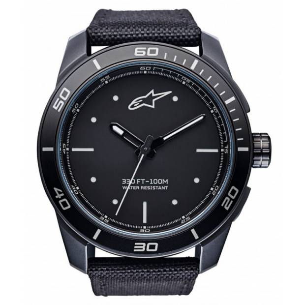 hodinky TECH PVD, ALPINESTARS - ITÁLIE (černá/bílá, textilní pásek) M000-117 ALPINESTARS