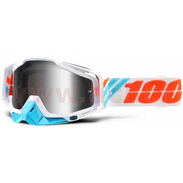brýle Racecraft Calculus Ice, 100% - USA (stříbrné chrom plexi + čiré plexi + chránič nosu +20 strhávaček) M150-126 100%