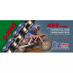 řetěz 428OR, ČZ - ČR (barva černá, 134 článků vč. rozpojovací spojky CLIP) M252-04-134B ČZ