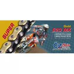 řetěz 520MX, ČZ (barva zlatá, 130 článků vč. rozpojovací spojky CLIP) M252-08-130G ČZ