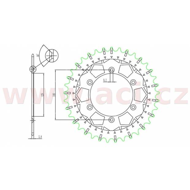 ocelová-nerezová rozeta pro sekundární řetězy typu 520, SUNSTAR (46 zubů) M272-3024-46 SUNSTAR