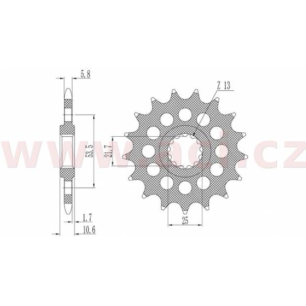 řetězové kolečko pro sekundární řetězy typu 520, SUNSTAR (17 zubů) M291-3068-17 SUNSTAR