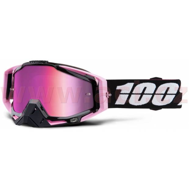 brýle Racecraft Floyd, 100% - USA (růžové chrom plexi + čiré plexi + chránič nosu +20 strhávaček) M150-281 100%