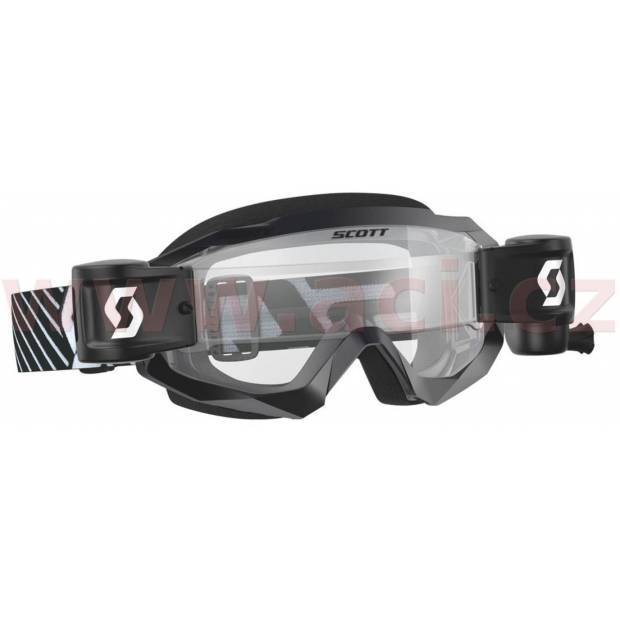 brýle HUSTLE MX WFS, SCOTT - USA (černá/bílá, čiré plexi s Roll Off) M150-380 SCOTT
