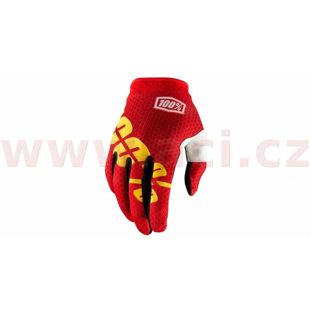 rukavice iTRACK, 100% - USA (červená/žlutá) M172-239 100%