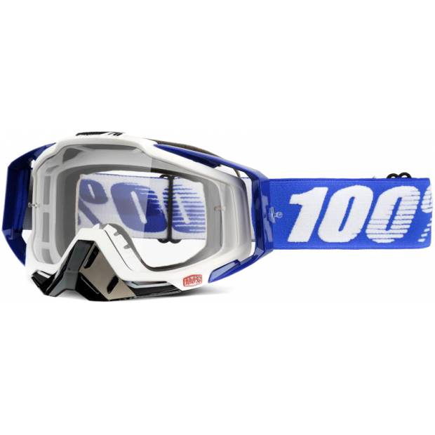 Brýle pro moto 100% Racecraft Cobalt Blue s chráničem nosu s sadou strhávaček výběr plexi