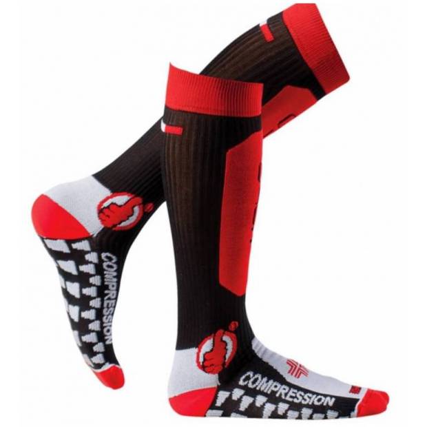 Ponožky dlouhé Santa Barbara, MOTO ONE - Itálie (černo-červené) M168-04 MOTO ONE