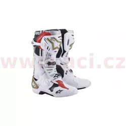 boty TECH 10 2021 limitovaná edice, ALPINESTARS (bílá/stříbrná/zlatá) M130-371 ALPINESTARS