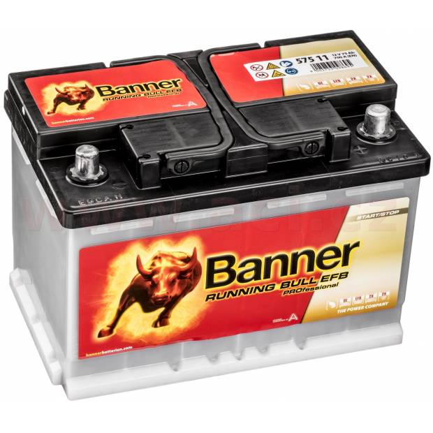 75Ah baterie, 700A, pravá BANNER Running Bull Professional EFB 278x175x190 BA EFB P57511 BANNER