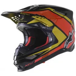 přilba SUPERTECH S-M10 CARBON META2, ALPINESTARS (černá/žlutá/oranžová lesklá) M140-1546 ALPINESTARS