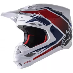 přilba SUPERTECH S-M10 CARBON META2, ALPINESTARS (bílá/červená/modrá lesklá) M140-1547 ALPINESTARS