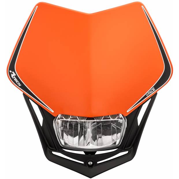 UNI přední maska včetně světla V-Face FULL LED, RTECH (oranžová/černá) M400-1501 RTECH