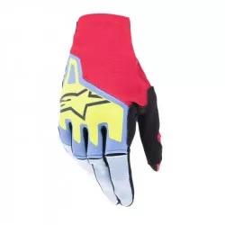 rukavice TECHSTAR, ALPINESTARS (světle modrá/červená/žlutá fluo/černá) M172-0169 ALPINESTARS