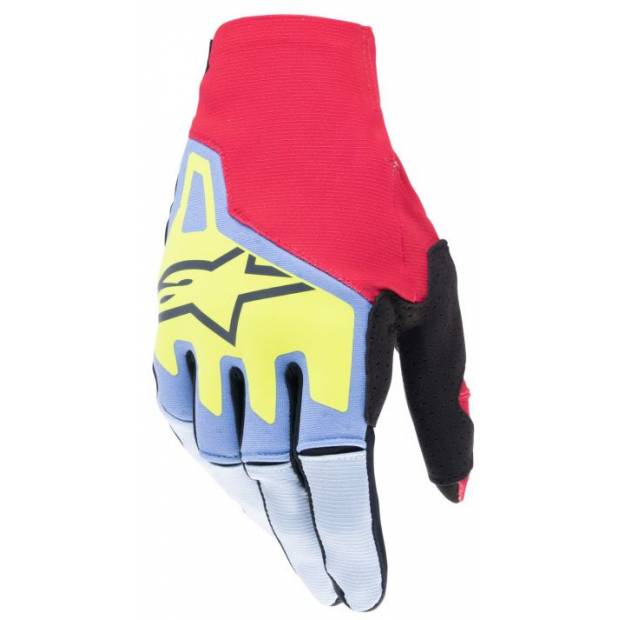 rukavice TECHSTAR, ALPINESTARS (světle modrá/červená/žlutá fluo/černá) 2024 M172-0169 ALPINESTARS