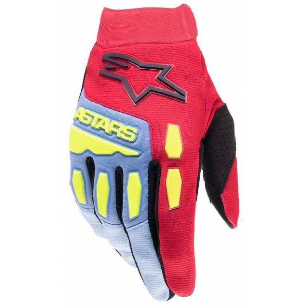 rukavice FULL BORE, ALPINESTARS, dětské (světle modrá/červená/žlutá fluo/černá) 2024 M175-0040 ALPINESTARS