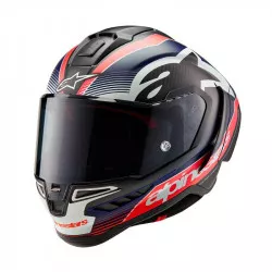 přilba SUPERTECH R10 TEAM, ALPINESTARS (matný karbon/červená fluo/modrá/bílá) 2026 M140-2233 ALPINESTARS