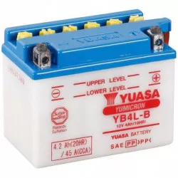 motobaterie 12V, YB4L-B, 4,2Ah, 45A, konvenční YUMICRON 121x71x93, YUASA originál (vč. balení elektrolytu) M310-302 YUASA