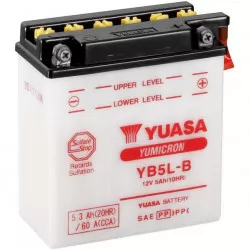 motobaterie 12V, YB5L-B, 5,3Ah, 60A, konvenční YUMICRON 121x61x131, YUASA originál (vč. balení elektrolytu) M310-304 YUASA