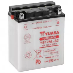 motobaterie 12V, YB12AL-A2, 12,6Ah, 150A, konvenční YUMICRON 134x80x160, YUASA originál (vč. balení elektrolytu) M310-320 YUASA
