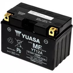 motobaterie 12V, YT12A, 10,5Ah, 175A, bezúdržbová MF AGM 150x87x105, YUASA originál (aktivovaná ve výrobě) M310-365 YUASA